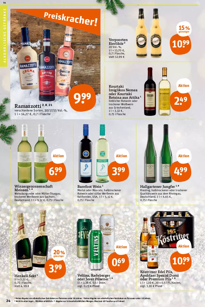 Aktueller Prospekt Tegut - Angebote der Woche - von 14.11 bis 19.11.2022 - strona 26 - produkty: alkohol, alkoholische getränke, Berger, burgunder, eier, eierlikör, eis, flasche, Garten, getränk, getränke, henkel, henkell, henkell sekt, jever, jever pilsener, köstritzer, LG, likör, merl, merlot, Müller, Müller-Thurgau, pils, pilsener, premium pils, qualitätswein, radeberger, rama, ramazzott, ramazzotti, Retsina, riesling, rotwein, sac, sekt, Spezi, Ti, veltins, verpoorten, wein, Weißwein, zott