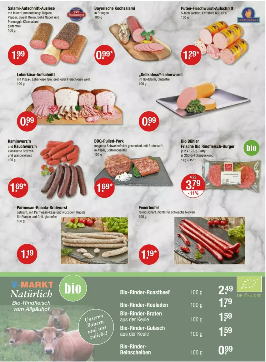 Aktueller Prospekt Vmarkt - Prospekte - von 11.04 bis 17.04.2024 - strona 3 - produkty: aufschnitt, bio, bio-rindfleisch, braten, bratwurst, brot, cola, eis, fleisch, fleischkäse, frischwurst-aufschnitt, grill, gulasch, Kamin, Kaminwurz, Käse, leberkäs, leberkäse, leberwurst, LG, maggi, Mantel, pfanne, pizza, pute, Rauch, rind, rinder, rinder-rouladen, rindfleisch, rouladen, rucola, saft, salami, schwein, schweine, spitzenqualität, tee, Ti, wein, weine, wurst