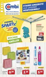 Gazetka promocyjna Combi - Prospekte - Gazetka - ważna od 06.07 do 06.07.2024 - strona 1 - produkty: auto, eis, elle, leifheit, leine, Lusti, mac, papier, Papiertüte, reis, Ria, schwamm, teller, Ti, Tüte, wäscheschirm, ZTE