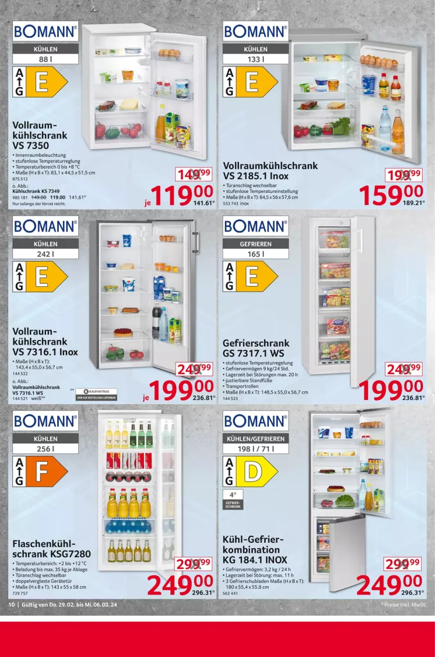 Aktueller Prospekt Selgros - Non Food - von 29.02 bis 06.03.2024 - strona 10 - produkty: beleuchtung, bomann, flasche, gefrierschrank, kühlschrank, Schrank, schubladen, Sport, Stier, tee, Ti, türanschlag wechselbar