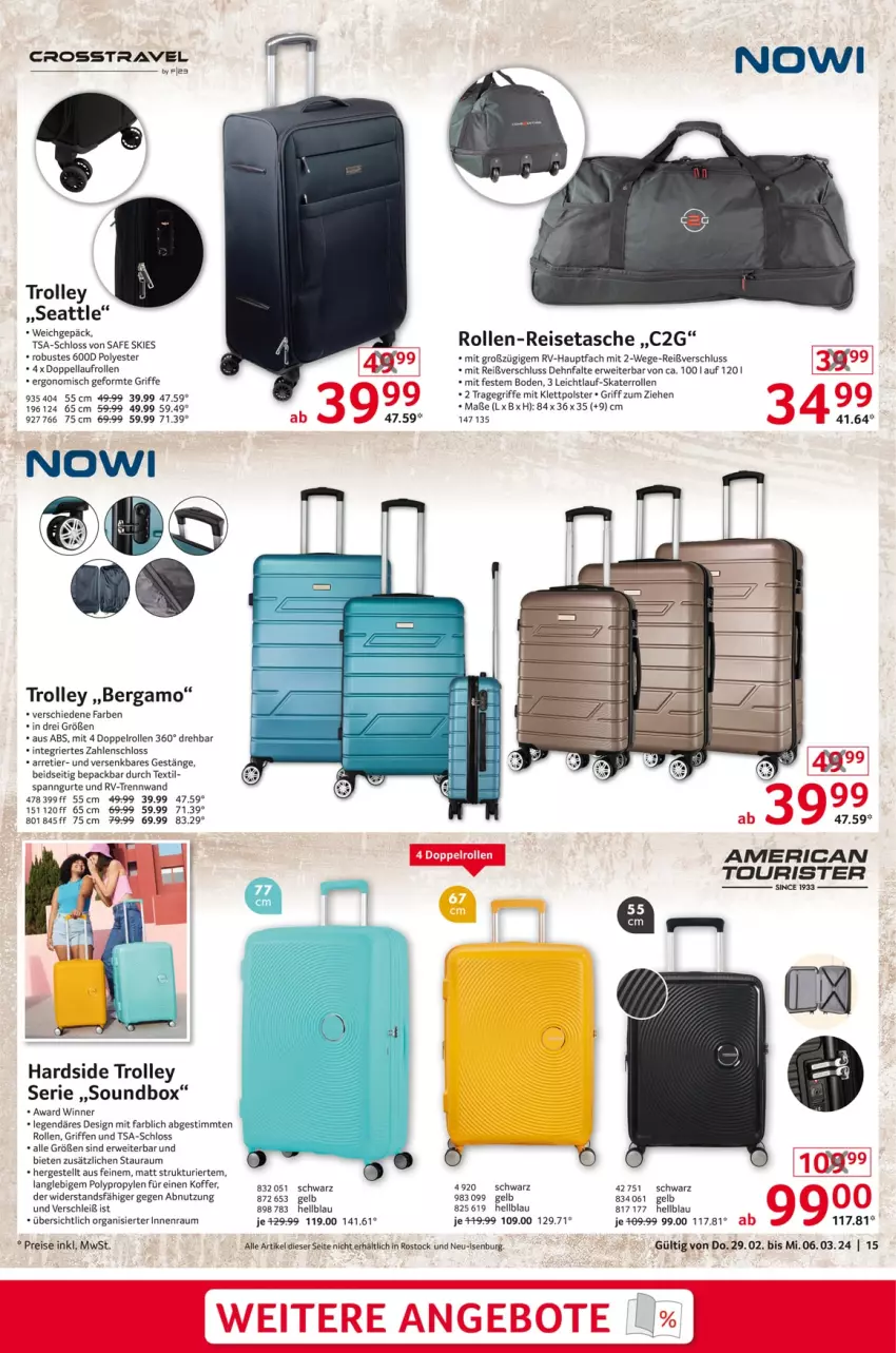 Aktueller Prospekt Selgros - Non Food - von 29.02 bis 06.03.2024 - strona 15 - produkty: angebot, angebote, eis, koffer, reis, reisetasche, rwe, Tasche, Ti, tragegriff, trolley