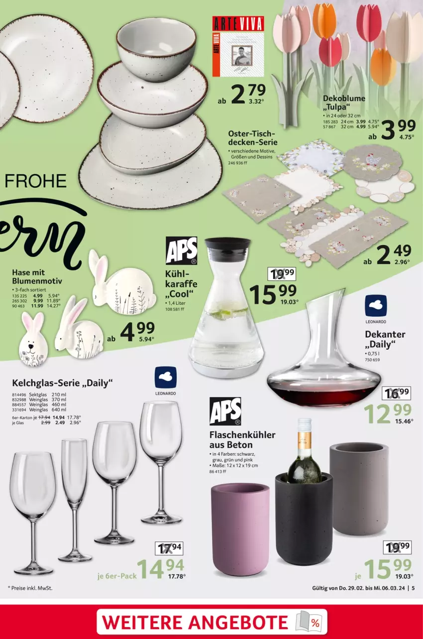 Aktueller Prospekt Selgros - Non Food - von 29.02 bis 06.03.2024 - strona 5 - produkty: angebot, angebote, blume, blumen, decke, deka, eis, flasche, Karaffe, leonardo, reis, sekt, Ti, tisch, wein