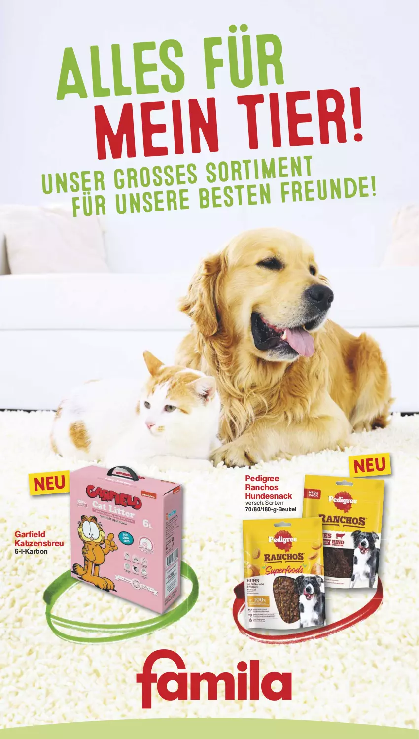 Aktueller Prospekt Famila - Prospekte - von 07.10 bis 12.10.2024 - strona 1 - produkty: beutel, hundesnack, Katzenstreu, pedigree, snack