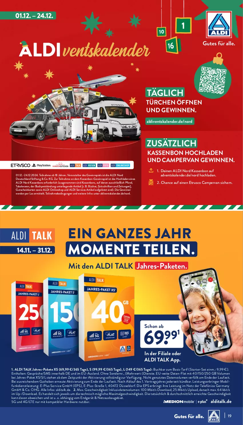 Aktueller Prospekt Aldi Nord - Von Montag - von 18.11 bis 23.11.2024 - strona 19 - produkty: Adventskalender, aldi, aldi talk, Bau, buch, eis, ente, erde, Germ, gewinnspiel, gutschein, hardware, HP, LG, Liege, reis, ring, rwe, Ti, usb, ZTE