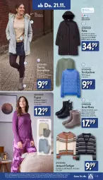 Gazetka promocyjna Aldi Nord - Von Montag - Gazetka - ważna od 23.11 do 23.11.2024 - strona 25 - produkty: aldi, bio, Cardigan, dell, eis, Finish, garnitur, gin, hose, Mode, ndk, obermaterial synthetik, Parka, Pullover, Pyjama, reis, Ria, rum, Schal, Schale, Strickpullover, Strumpfhose, Thermostrumpfhose, Ti, up2fashion, wasser, ZTE