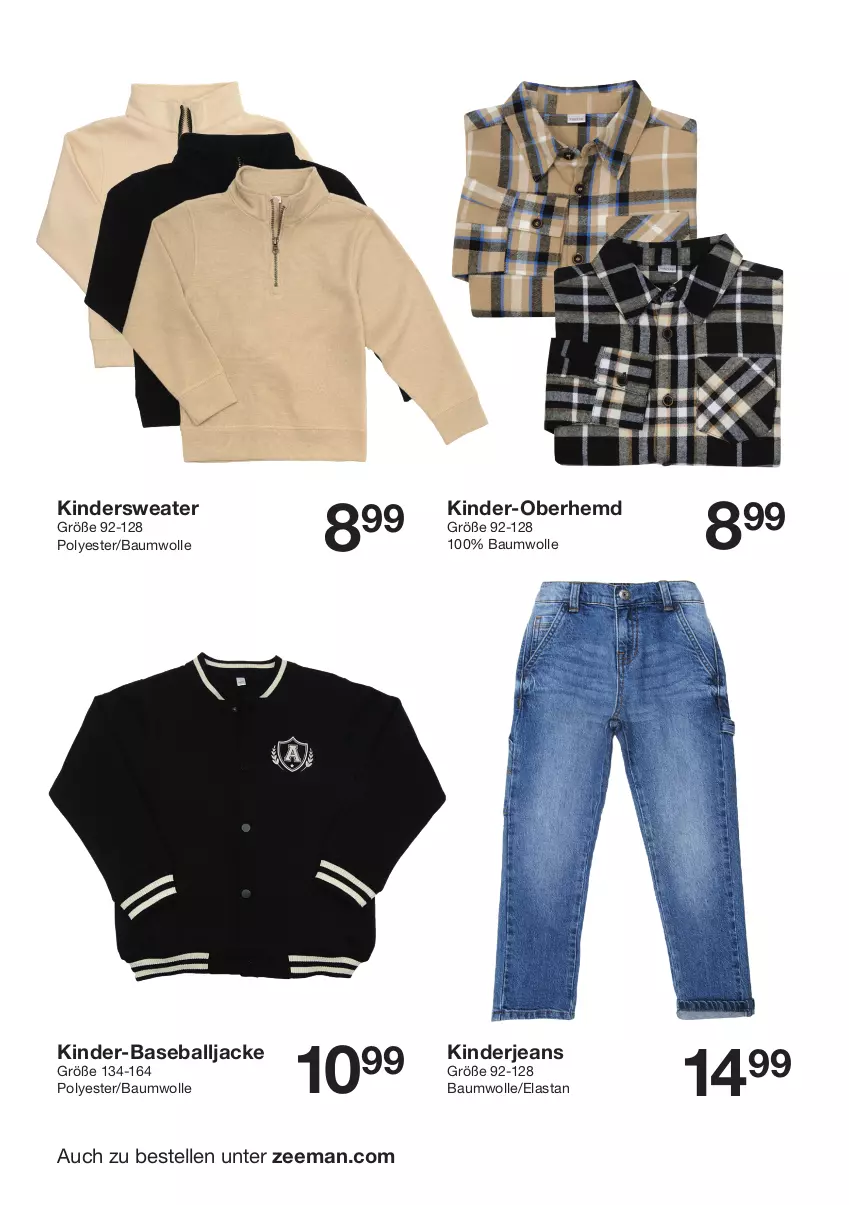 Aktueller Prospekt Zeeman - Prospekte - von 14.09 bis 20.09.2024 - strona 6 - produkty: ball, Bau, baumwolle, elle, hemd, Jacke, jeans, Kinder, Sweater, wolle