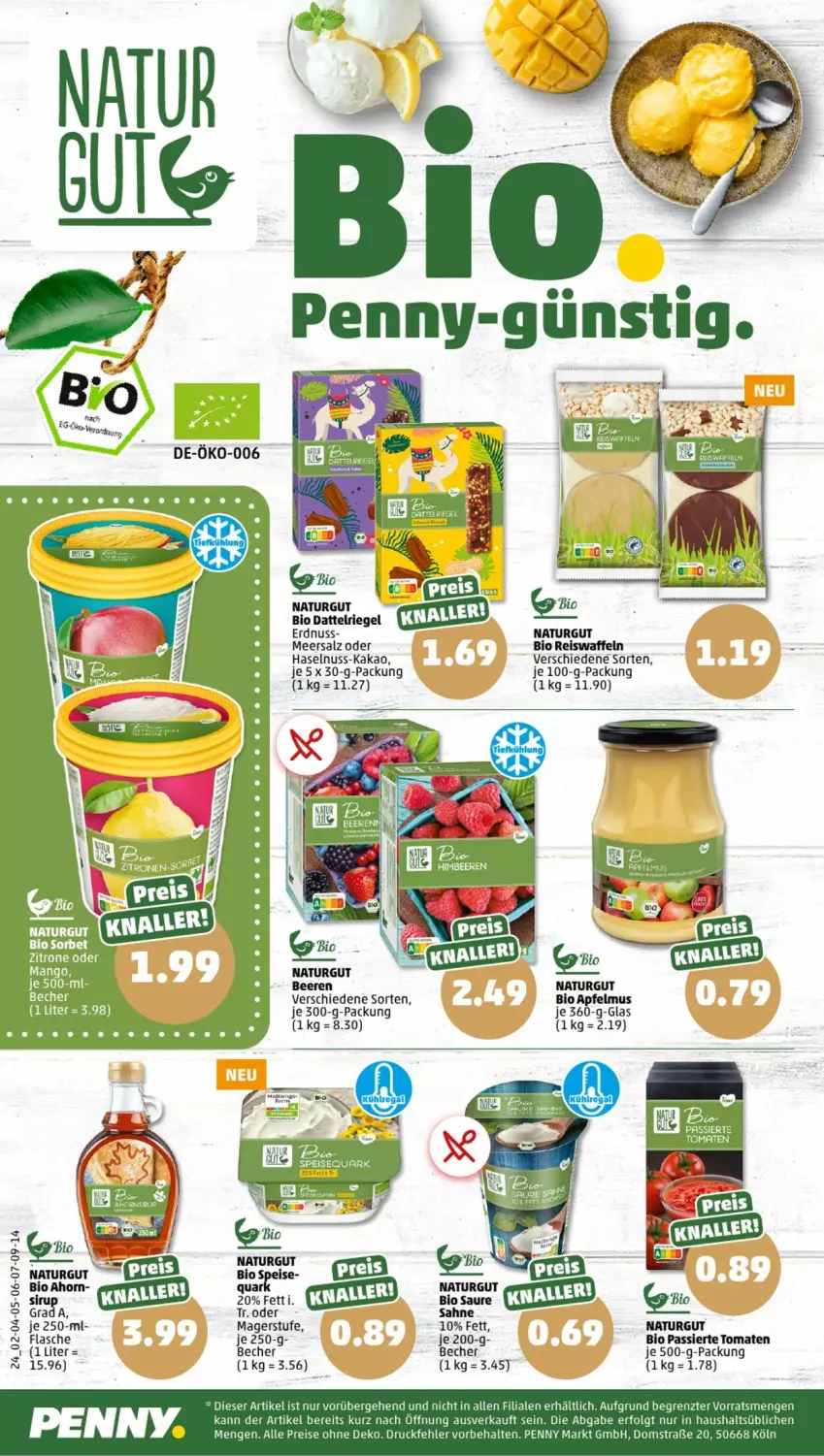 Aktueller Prospekt Penny - Prospekte - von 31.07 bis 05.08.2023 - strona 24 - produkty: apfel, apfelmus, Becher, beere, beeren, bio, eis, eiswaffeln, erdnuss, haselnuss, kakao, LG, mango, meersalz, natur, nuss, reis, Reiswaffeln, riegel, salz, Ti, tomate, tomaten, waffeln, zitrone, ZTE