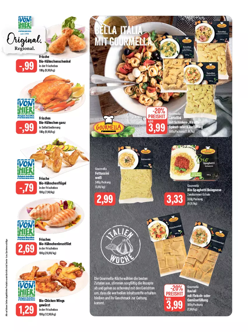 Aktueller Prospekt Feneberg - Prospekte - von 16.11 bis 18.11.2023 - strona 3 - produkty: bio, bolognese, brustfilet, chicken wings, cin, eis, filet, fleisch, garnier, gewürz, hähnchenbrust, hähnchenbrustfilet, hähnchenflügel, hähnchenschenkel, henkel, Käse, mac, ravioli, reis, rezept, rezepte, ricotta, Schal, Schale, schenkel, schinken, spaghetti, spaghetti bolognese, spinat, Ti, torte, tortellini, tuc