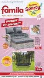 Gazetka promocyjna Famila - Prospekte - Gazetka - ważna od 20.07 do 20.07.2024 - strona 1 - produkty: dunlop, eis, elle, Garten, jever, kissen, LG, messer, reis, rel, rückenlehne, Sofa, tablet, tablett, teller, Ti, Trampolin, Weste, Wild, ZTE