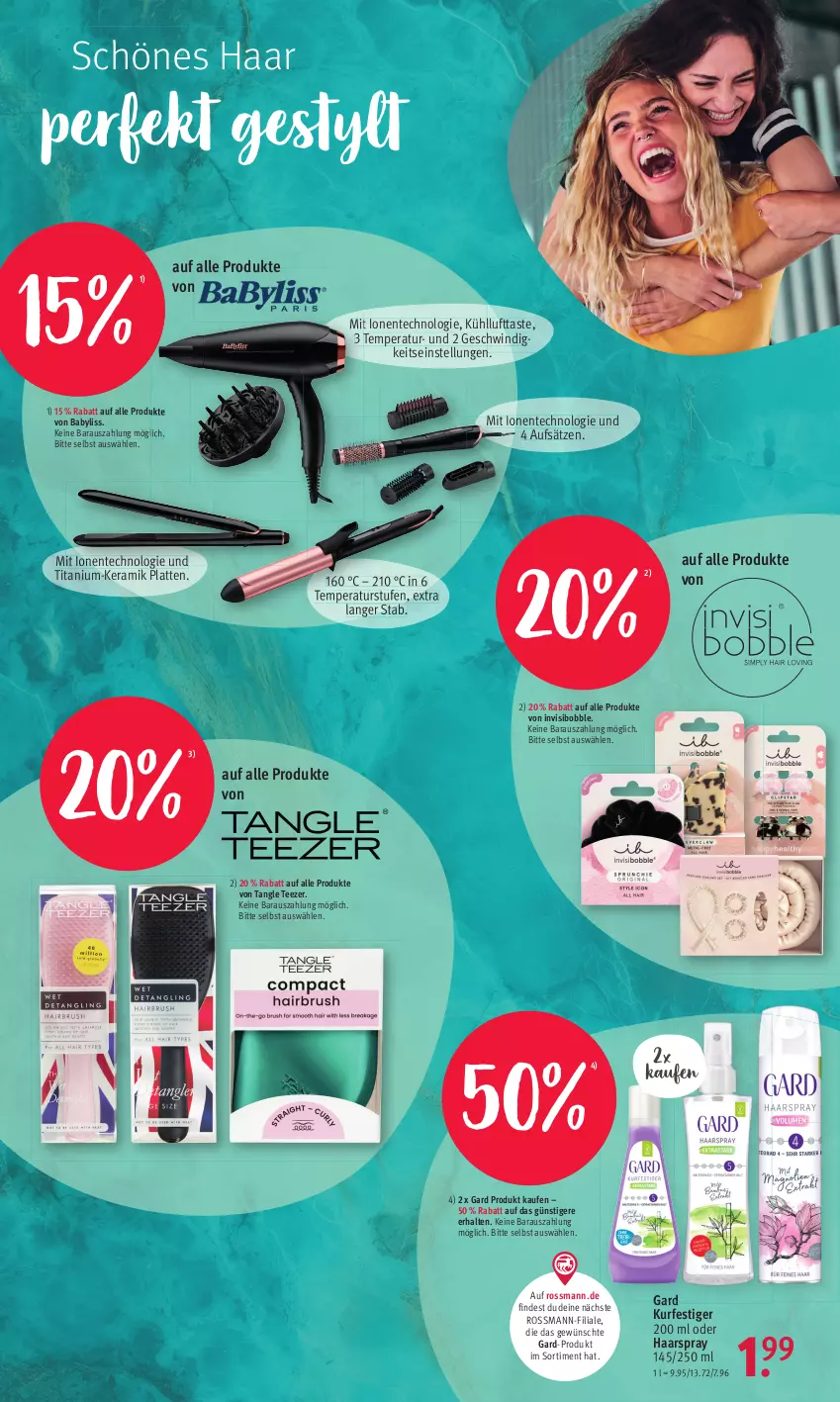 Aktueller Prospekt Rossmann - Prospekte - von 11.09 bis 15.09.2023 - strona 15 - produkty: BaByliss, ente, haarspray, latte, Tangle Teezer, tee, Ti