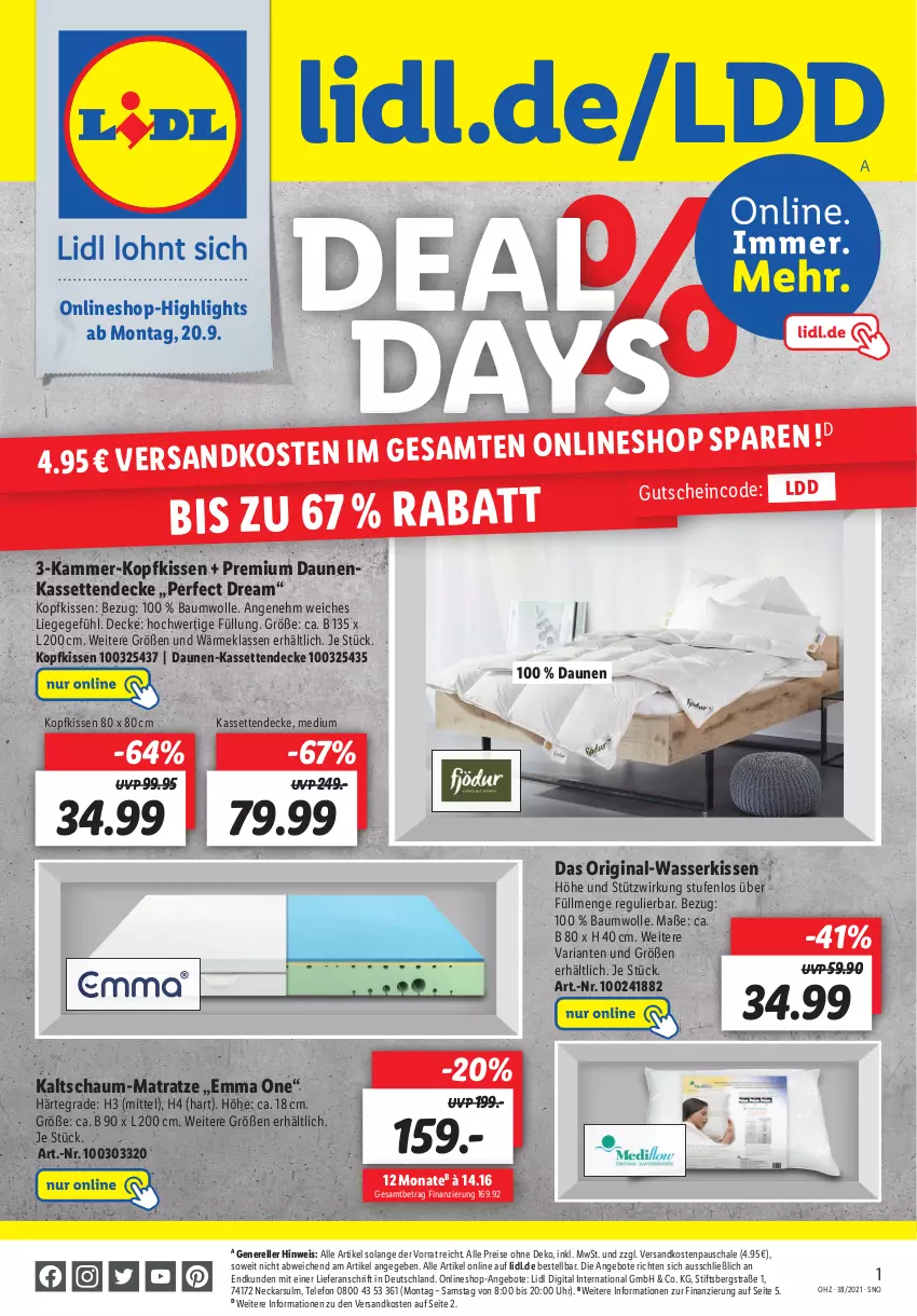 Aktueller Prospekt Lidl - Onlineshop-Highlights der Woche - von 20.09 bis 26.09.2021 - strona 1