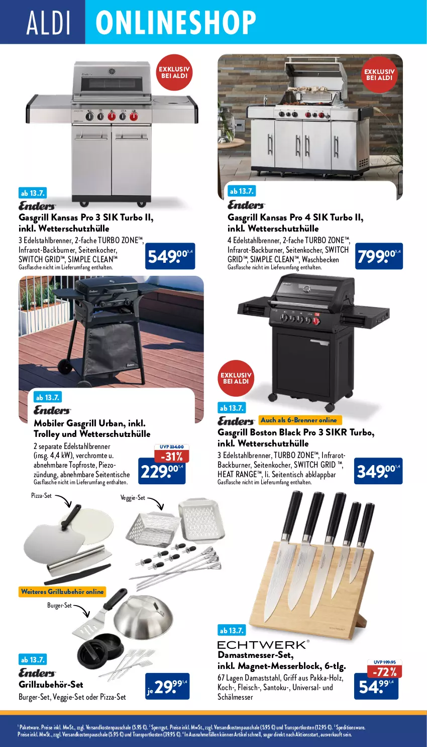 Aktueller Prospekt Aldi Nord - Von Montag - von 14.07 bis 19.07.2025 - strona 32 - produkty: aldi, burger, edelstahl, eis, fleisch, gasgrill, grill, Grillzubehör, Holz, Kocher, lack, LG, messer, messerblock, ndk, pizza, reis, rum, Schal, Schale, schutzhülle, sim, Sport, Ti, tisch, topf, trolley, veggie, waschbecken