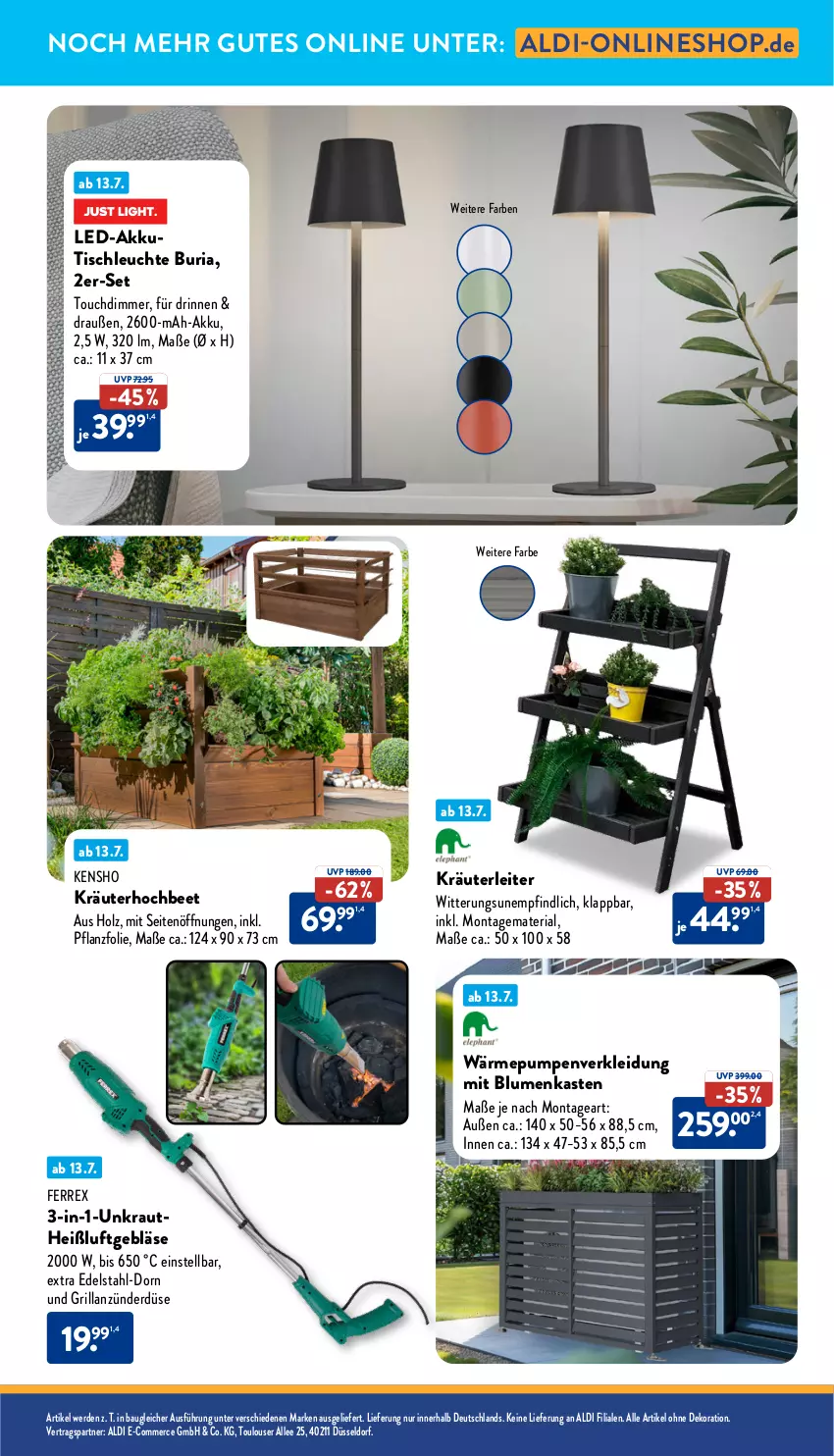 Aktueller Prospekt Aldi Nord - Von Montag - von 14.07 bis 19.07.2025 - strona 33 - produkty: akku, aldi, alle artikel ohne dekoration, anzünder, Bau, blume, blumen, dekoration, dimmer, edelstahl, erde, ferrex, grill, grillanzünder, Holz, kleid, Kleidung, Kraut, kräuter, Leuchte, Ria, Ti, tisch, tischleuchte