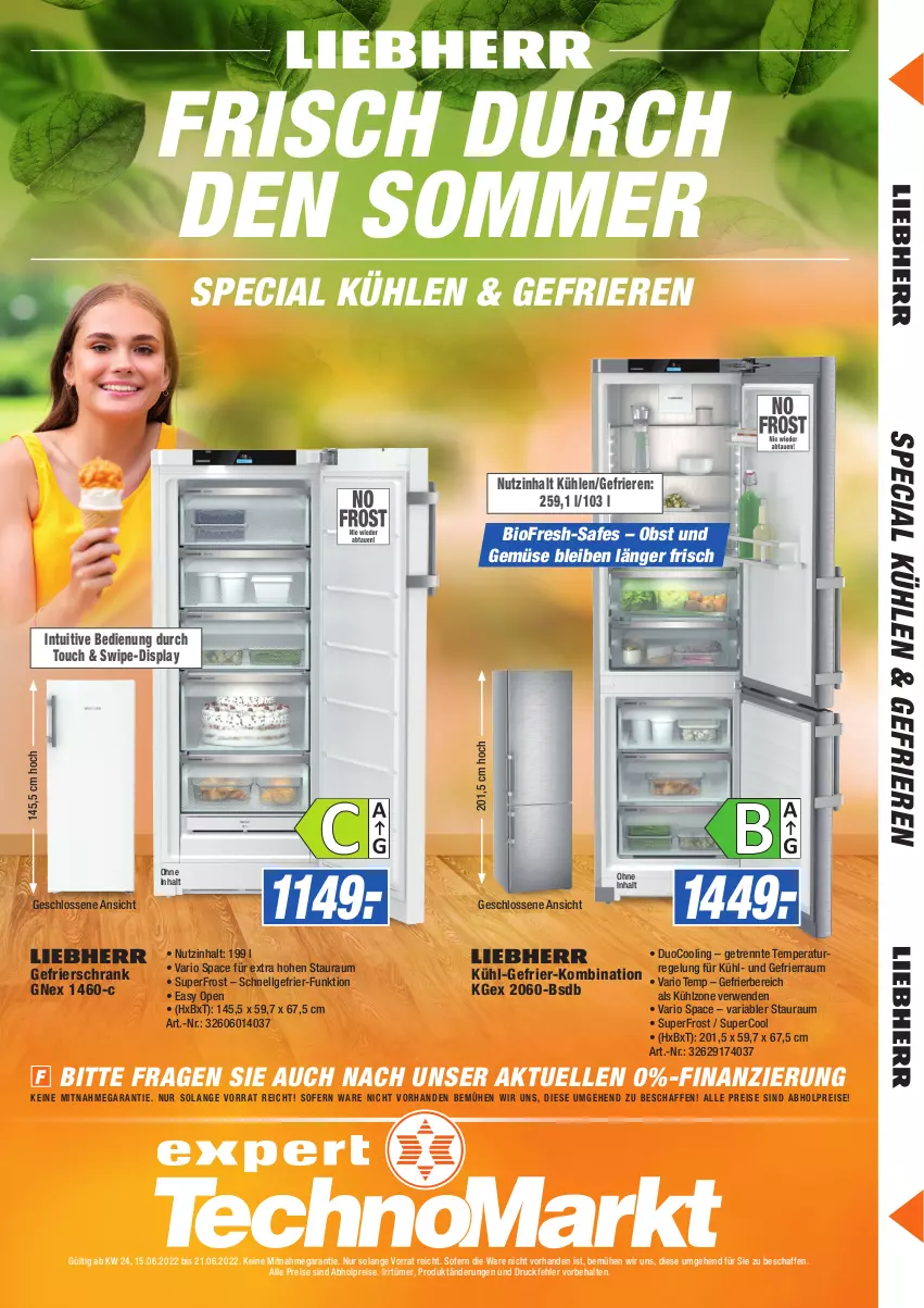 Aktueller Prospekt Expert Technomarkt - Prospekte - von 01.06 bis 29.06.2022 - strona 11 - produkty: abholpreise, alle preise sind abholpreise, bio, eis, elle, gefrierschrank, LG, obst, Obst und Gemüse, reis, Ria, rwe, Schrank, Ti, und gemüse