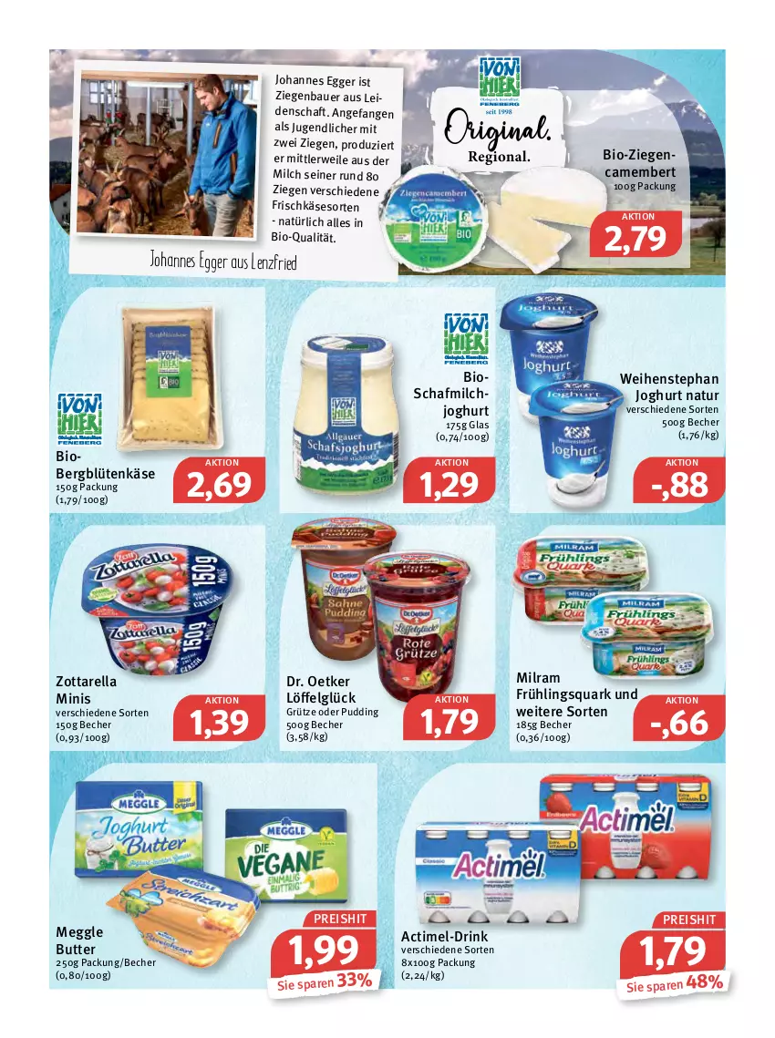 Aktueller Prospekt Feneberg - Prospekte - von 12.05 bis 14.05.2022 - strona 7 - produkty: actimel, auer, Bau, Bauer, Becher, bio, Blüte, butter, camembert, Dr. Oetker, drink, Egger, eis, frischkäse, grütze, joghur, joghurt, Käse, LG, Löffel, meggle, milch, milram, natur, pudding, quark, reis, rel, rwe, Ti, weihenstephan, zott, zottarella, zottarella minis