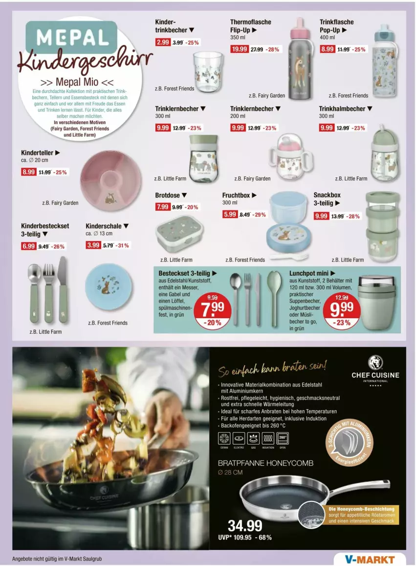 Aktueller Prospekt Vmarkt - Prospekte - von 17.07 bis 23.07.2025 - strona 17 - produkty: angebot, angebote, Becher, Behälter, besteck, besteckset, braten, bratpfanne, brot, Brotdose, edelstahl, elle, fairy, flasche, frucht, gabel, herdarten, HP, joghur, joghurt, Kinder, Kinderbesteck, LG, Löffel, mac, messer, müsli, pfanne, Ria, Schal, Schale, snack, spülmaschinen, suppe, suppen, teller, Ti, tisch, trinkbecher, trinkflasche