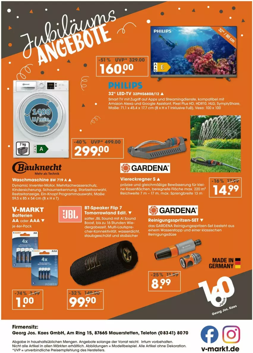 Aktueller Prospekt Vmarkt - Prospekte - von 17.07 bis 23.07.2025 - strona 5 - produkty: alexa, amazon alexa, batterie, batterien, Brei, ente, gardena, Germ, jbl, Kinder, LG, Maus, Philips, rasen, Reinigung, senf, smart tv, Ti, waschmaschine, wasser