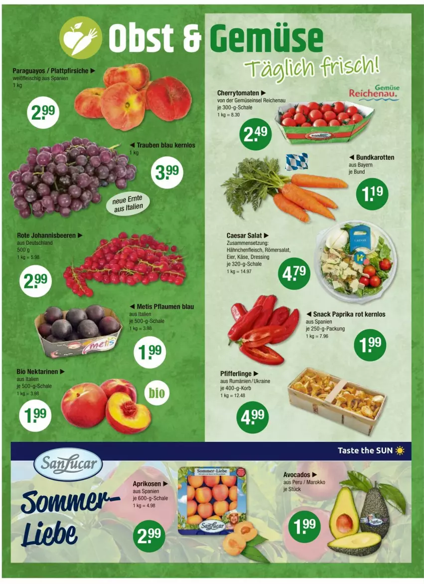 Aktueller Prospekt Vmarkt - Prospekte - von 17.07 bis 23.07.2025 - strona 8 - produkty: aprikose, aprikosen, avocado, avocados, cherrytomaten, dressing, eier, eis, fleisch, Hähnchenfleisch, je 250-g-packung, karotten, Käse, korb, ndk, paprika, paprika rot, Pfifferlinge, rum, salat, Schal, Schale, snack, tomate, tomaten