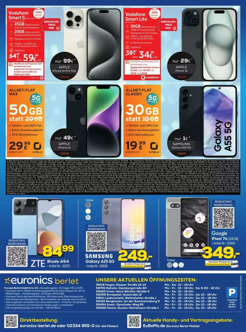 Aktueller Prospekt Euronics - Prospekte - von 22.06 bis 28.06.2024 - strona 12 - produkty: angebot, angebote, Apple, apple iphone, elle, ente, Handy, iphone, Samsung, Ti, uhr, vodafone