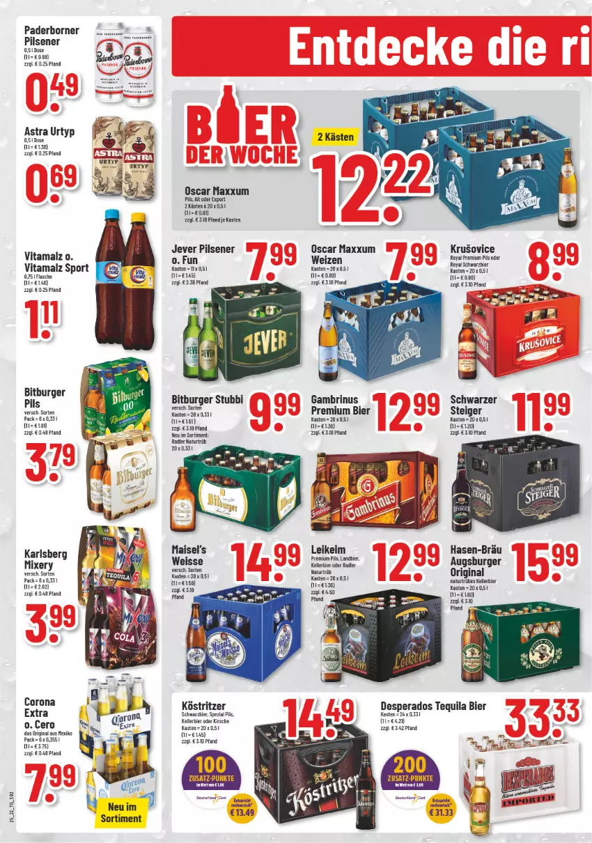 Aktueller Prospekt Trinkgut - von 20.06 bis 25.06.2022 - strona 2 - produkty: Astra, bier, bitburger, bitburger pils, burger, corona, corona extra, desperados, deutschland card, eis, elle, flasche, gin, jever, jever pilsener, karlsberg, karlsberg mixery, kellerbier, kirsch, kirsche, köstritzer, mais, malz, Mixer, mixery, natur, oder radler, pils, pilsener, premium pils, radler, Spezi, Sport, tequila, Ti, urtyp, vita, vitamalz