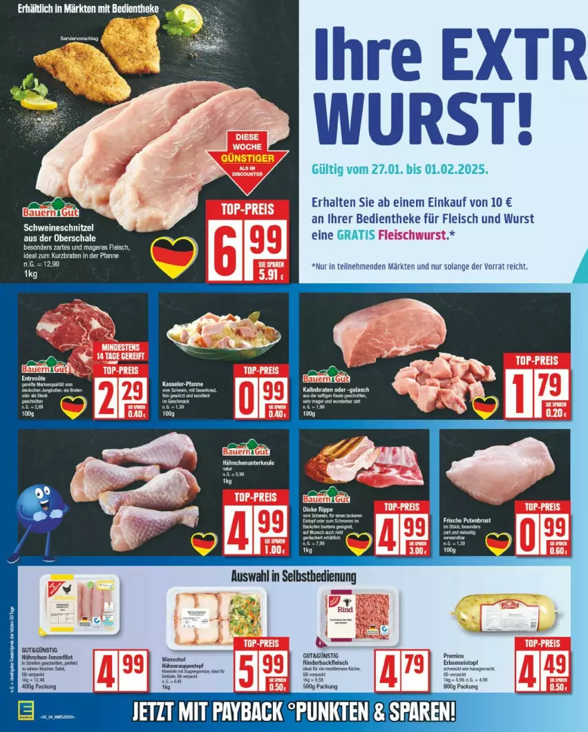 Aktueller Prospekt Edeka - Prospekte - von 27.01 bis 01.02.2025 - strona 8 - produkty: auer, Bau, Bauer, braten, eintopf, eis, erbsen, filet, fleisch, hackfleisch, hühner, Hühnersuppe, mac, pfanne, rind, rinder, rinderhackfleisch, Schal, Schale, suppe, suppen, Ti, topf, wiesenhof, wurst