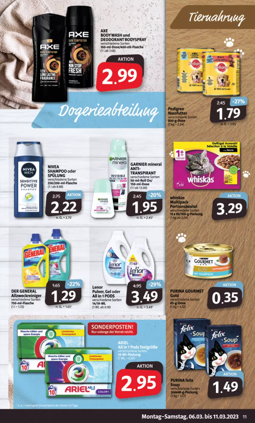 Aktueller Prospekt Markant - Prospekte - von 06.03 bis 11.03.2023 - strona 11 - produkty: axe, body, bodyspray, deo, deodorant, eis, flasche, garnier, lenor, nivea, Pods, reis, shampoo, shampoo oder spülung, spülung, Ti, weck, ZTE