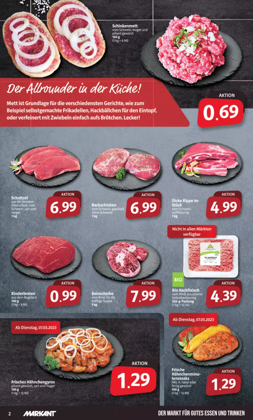 Aktueller Prospekt Markant - Prospekte - von 06.03 bis 11.03.2023 - strona 2 - produkty: brötchen, dell, eintopf, eis, elle, frikadellen, gewürz, gutes essen, gyros, Hähnchengyros, küche, mac, Mett, mit zwiebeln, schinken, schwein, Ti, topf, wein, zwiebel, zwiebeln