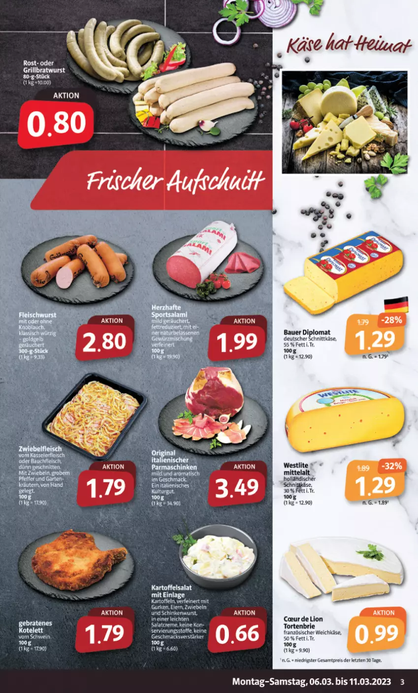 Aktueller Prospekt Markant - Prospekte - von 06.03 bis 11.03.2023 - strona 3 - produkty: auer, Bau, Bauer, braten, brie, deutscher schnittkäse, dip, eier, eis, französischer weichkäse, gurke, gurken, kartoffel, kartoffeln, kartoffelsalat, Käse, lion, reis, salat, schinken, schinkenwurst, schnittkäse, Ti, torte, weichkäse, wurst, ZTE, zwiebel, zwiebeln