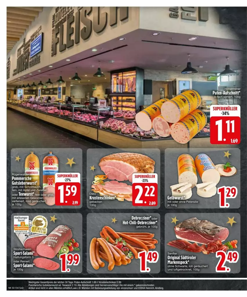 Aktueller Prospekt Edeka - Prospekte - von 09.12 bis 16.12.2024 - strona 16 - produkty: Abtei, acer, apfel, chili, debrecziner, deka, geback, gin, gutsleberwurst, leberwurst, Pommersche, senf, Speck, südtiroler, tee, teewurst, Ti, wurst, zwiebel