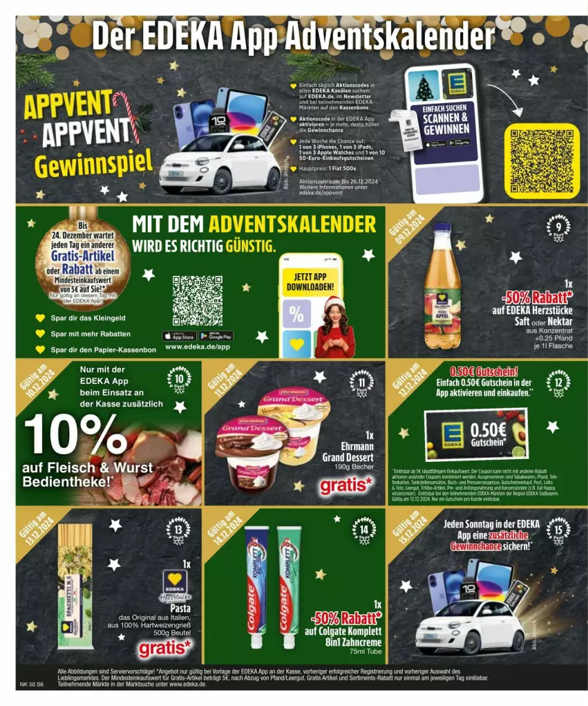 Aktueller Prospekt Edeka - Prospekte - von 09.12 bis 16.12.2024 - strona 8 - produkty: angebot, Apple, Apple Watch, colgate, deka, eis, elle, flasche, fleisch, gin, hartweizen, ipad, LG, Nektar, papier, pasta, saft, tee, Ti, wurst