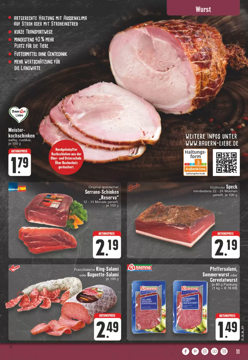 Aktueller Prospekt Edeka - Angebote der Woche - von 22.05 bis 27.05.2023 - strona 11 - produkty: aktionspreis, auer, Bau, Bauer, eis, kochschinken, pfeffer, reis, saft, salami, schinken, serrano, Speck, Sport, südtiroler, Ti, wurst