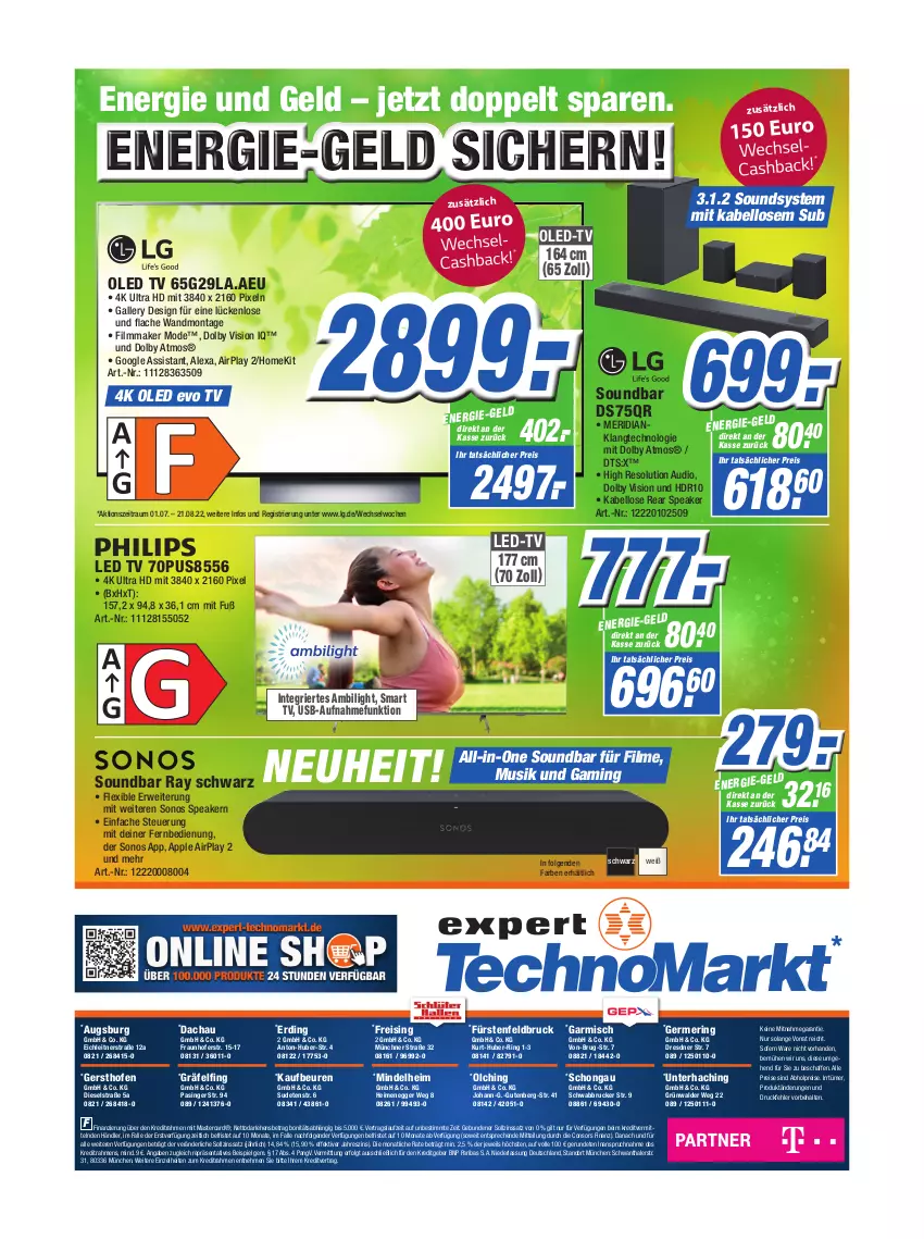 Aktueller Prospekt Expert Technomarkt - Prospekte - von 27.07 bis 02.08.2022 - strona 12 - produkty: abholpreise, alexa, alle preise sind abholpreise, Apple, consors finanz, Diesel, Egger, eis, fernbedienung, Germ, led tv, LG, mastercard, Mode, neuheit, Ofen, oled tv, Oled-TV, reis, ring, rwe, smart tv, Sonos, soundbar, Ti, usb