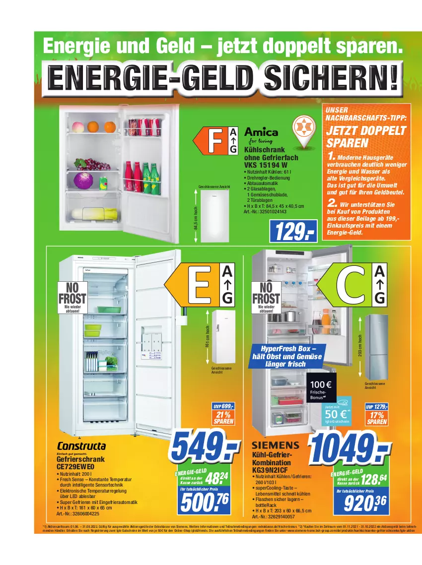 Aktueller Prospekt Expert Technomarkt - Prospekte - von 27.07 bis 02.08.2022 - strona 2 - produkty: abtauautomatik, auto, beutel, eis, Elektro, ente, flasche, gefrierfach, gefrierkombination, gefrierschrank, gutschein, gutscheine, iglo, ilag, Intel, kühl-gefrierkombination, kühlschrank, lebensmittel, Mode, obst, Obst und Gemüse, Rauch, reis, Schrank, siemens, Ti, und gemüse, wasser