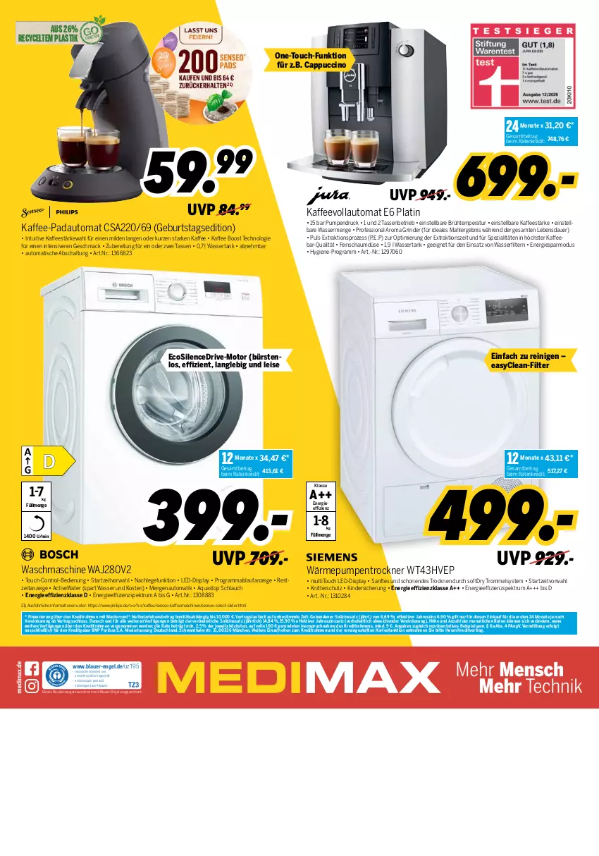 Aktueller Prospekt Medimax - MEDIMAX Prospekt KW17 2022 - von 22.04 bis 28.04.2022 - strona 8 - produkty: abholpreise, aqua, aquastop, asti, auer, auto, bürste, bürsten, Cap, cappuccino, cin, dekoration, drucker, eis, Engel, erde, gefu, kaffee, kaffeemaschine, kaffeevollautomat, kerze, Kinder, LG, mab, mac, mastercard, papier, Philips, reis, rind, rinder, rum, Schal, schlauch, senseo, Spektrum, Spezi, tasse, Ti, tisch, Trockner, trommel, wärmepumpentrockner, waschmaschine, wasser, wasserfilter, wassertank