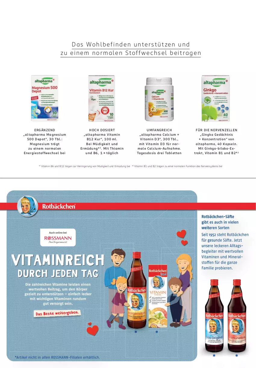 Aktueller Prospekt Rossmann - Prospekte - von 01.11 bis 30.11.2024 - strona 71 - produkty: Altapharma, Calcium, elle, gin, magnesium, ring, tablet, tablett, Tablette, Ti, vita, Vitamin B, Vitamin D