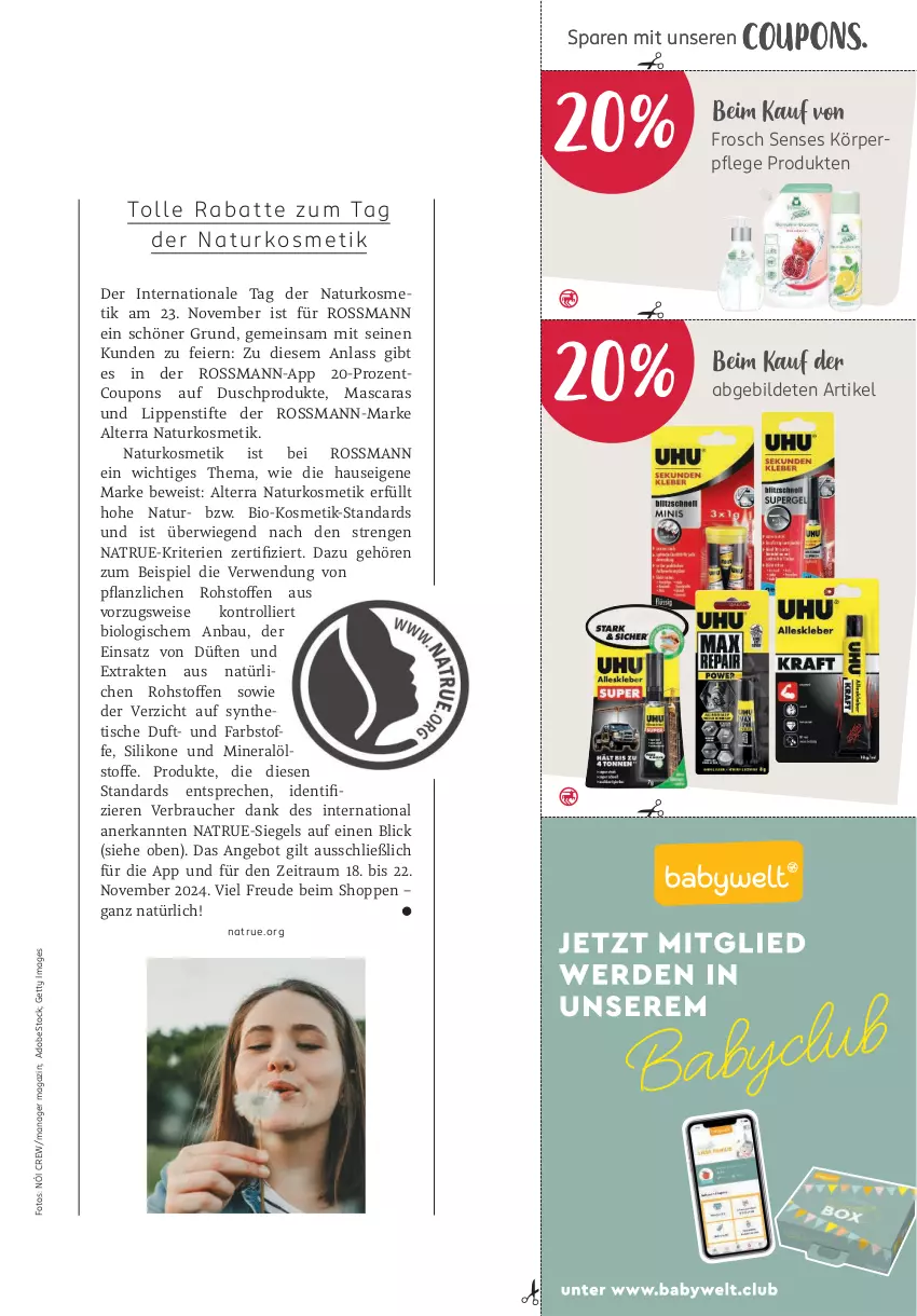 Aktueller Prospekt Rossmann - Prospekte - von 01.11 bis 30.11.2024 - strona 95 - produkty: alterra, angebot, Bau, bio, coupon, coupons, eier, eis, Frosch, gsw, HP, körperpflege, kosmetik, Lippenstift, magazin, Mascara, natur, naturkosmetik, Rauch, rwe, stifte, Ti, tisch, trolli