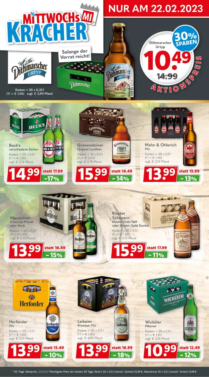 Aktueller Prospekt Getraenkeland - von 20.02 bis 04.03.2023 - strona 2 - produkty: beck's, bestpreis, bier, eis, gin, grevensteiner, mars, pils, pilsener, pilsner, premium pils, reis, sim, steiner, urtyp, warsteiner, WICK, ZTE