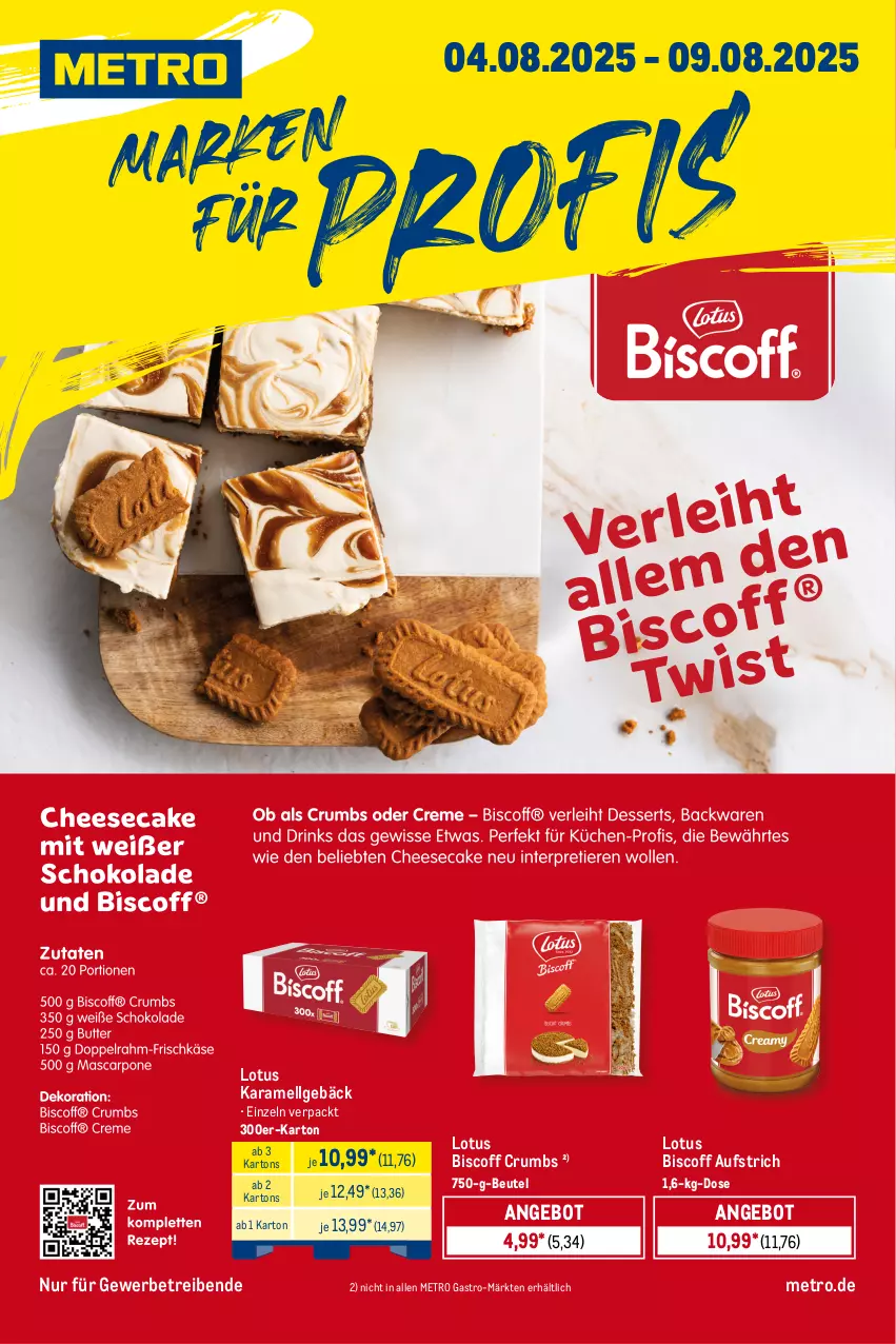 Aktueller Prospekt Metro - Starke Marken Profi - von 04.08 bis 09.08.2025 - strona 1 - produkty: angebot, aufstrich, beutel, biscoff, karamell, LG, Metro, metro gastro, rum