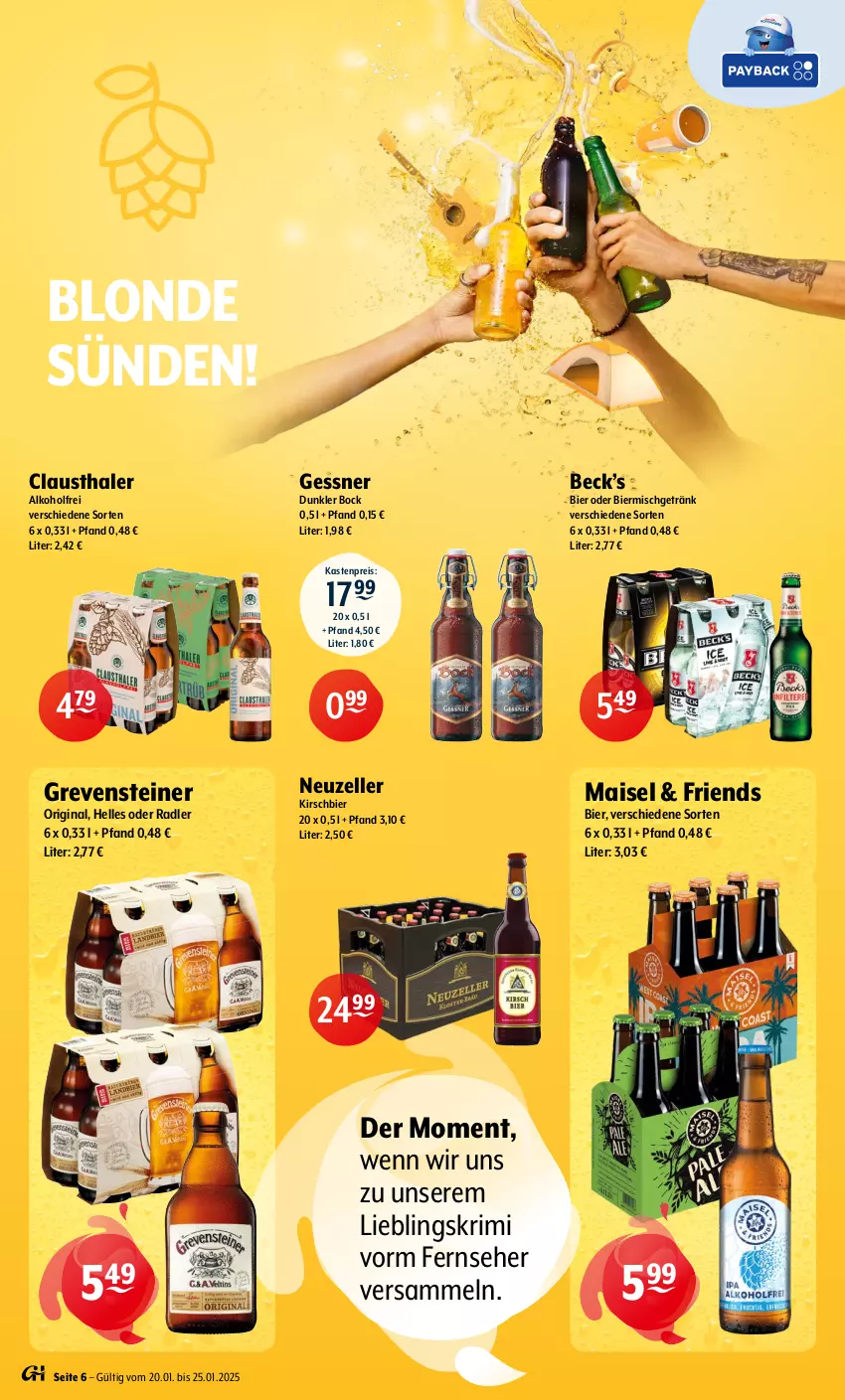 Aktueller Prospekt Getraenke Hoffmann - Prospekte - von 20.01 bis 25.01.2025 - strona 6 - produkty: alkohol, aust, bier, clausthaler, eis, elle, fernseher, Gessner, getränk, gin, grevensteiner, kirsch, mais, oder radler, radler, reis, steiner, Ti