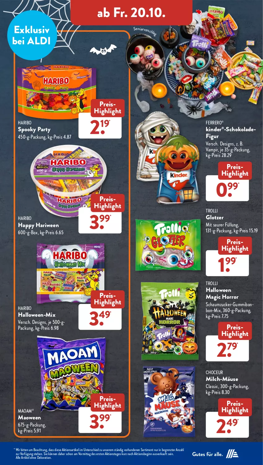 Aktueller Prospekt AldiSud - NÄCHSTE WOCHE - von 16.10 bis 21.10.2023 - strona 36 - produkty: aldi, alle artikel ohne dekoration, dekoration, eis, ferrero, gin, haribo, Kinder, maoam, milch, reis, Schaumzucker, schoko, schokolade, Ti, trolli, ZTE, zucker