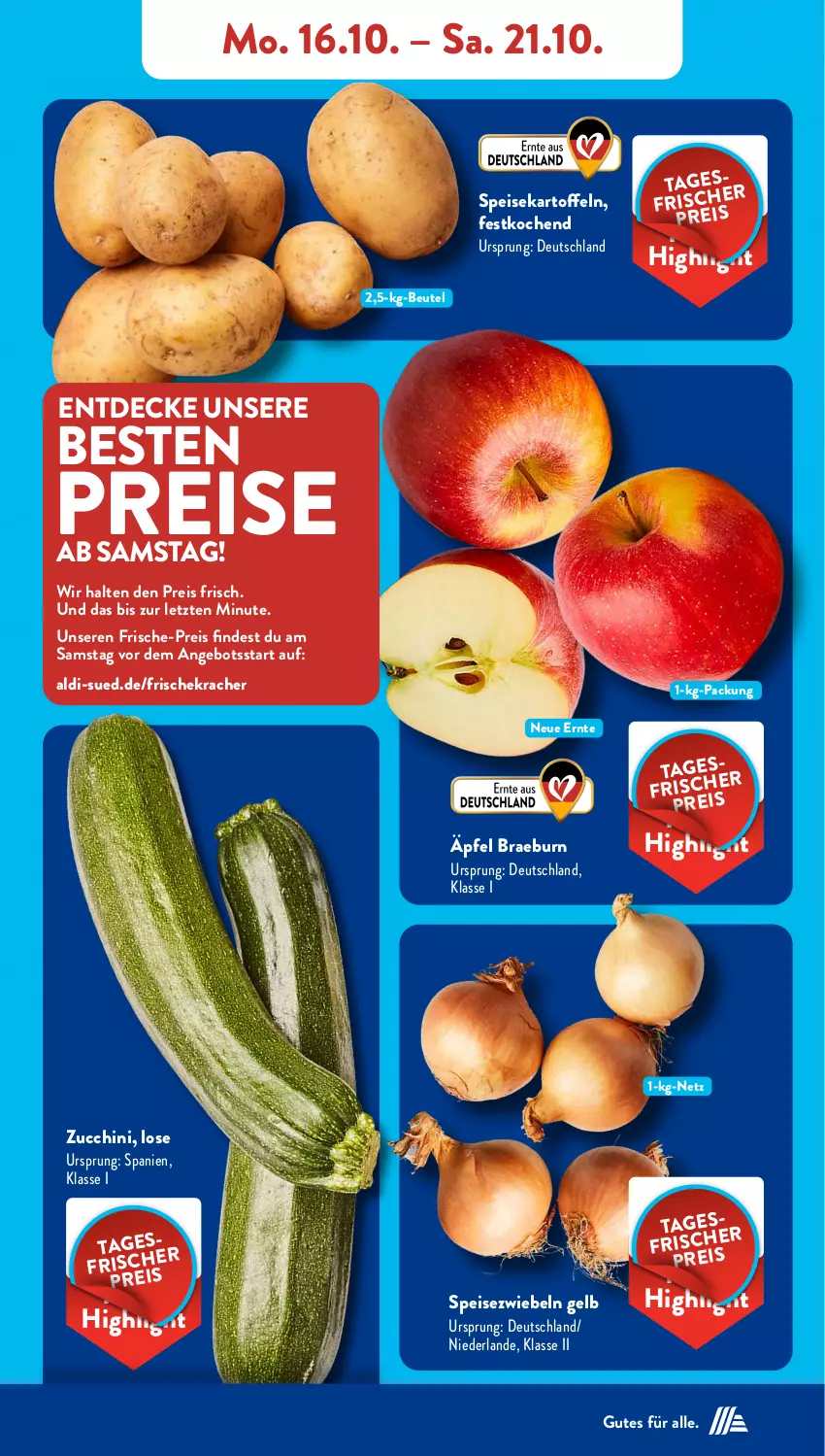 Aktueller Prospekt AldiSud - NÄCHSTE WOCHE - von 16.10 bis 21.10.2023 - strona 5 - produkty: aldi, angebot, beutel, decke, eis, kartoffel, kartoffeln, kracher, reis, speisekartoffeln, Speisezwiebeln, ZTE, zucchini, zwiebel, zwiebeln