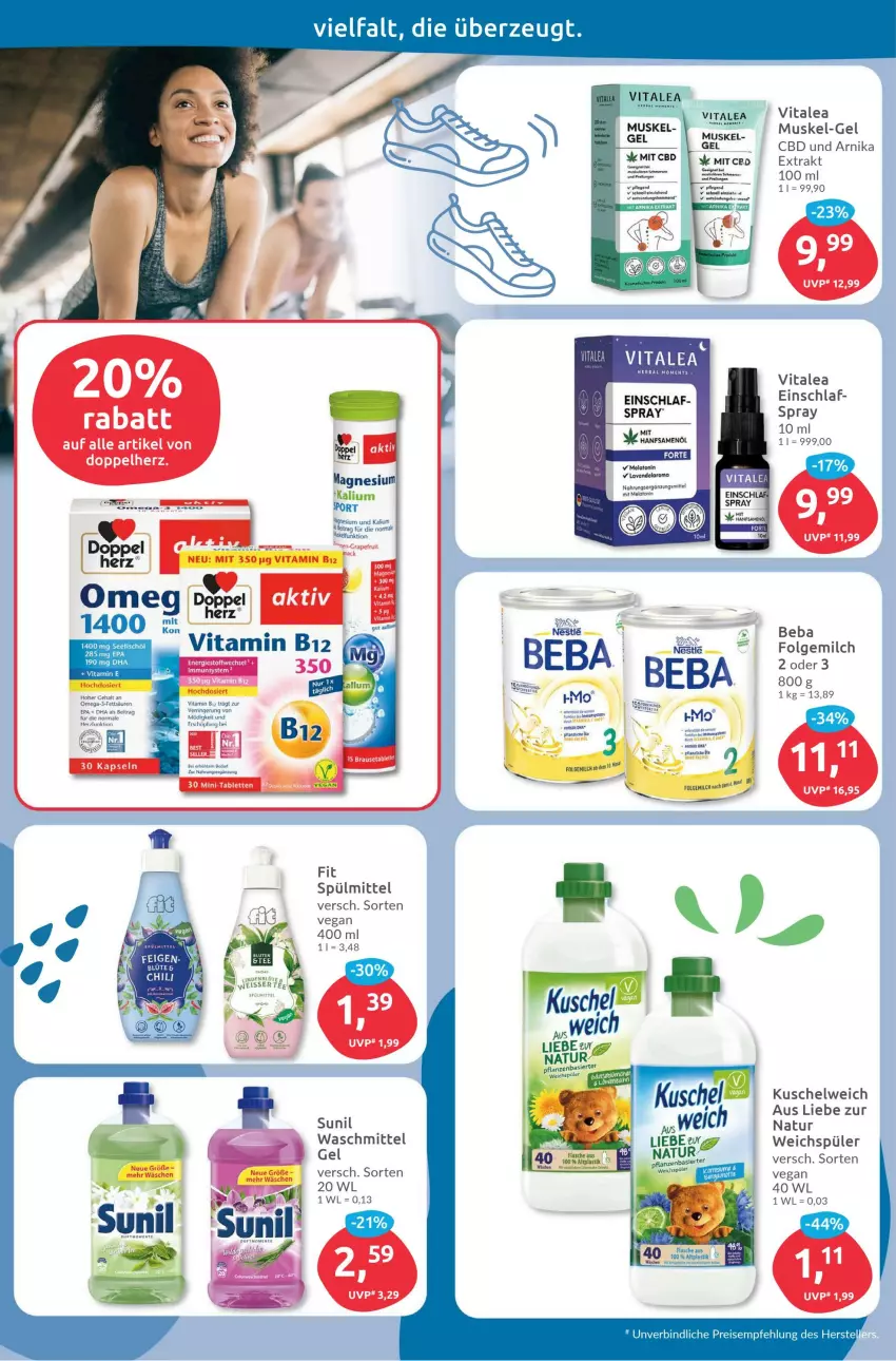 Aktueller Prospekt Budni - Prospekte - von 17.10 bis 22.10.2022 - strona 10 - produkty: Beba, doppelherz, eis, folgemilch, Kuschelweich, lavendel, LG, milch, natur, pflanze, pflanzen, reis, spülmittel, sunil, tablet, tablett, Tablette, tee, Ti, vita, waschmittel, weichspüler, Yo