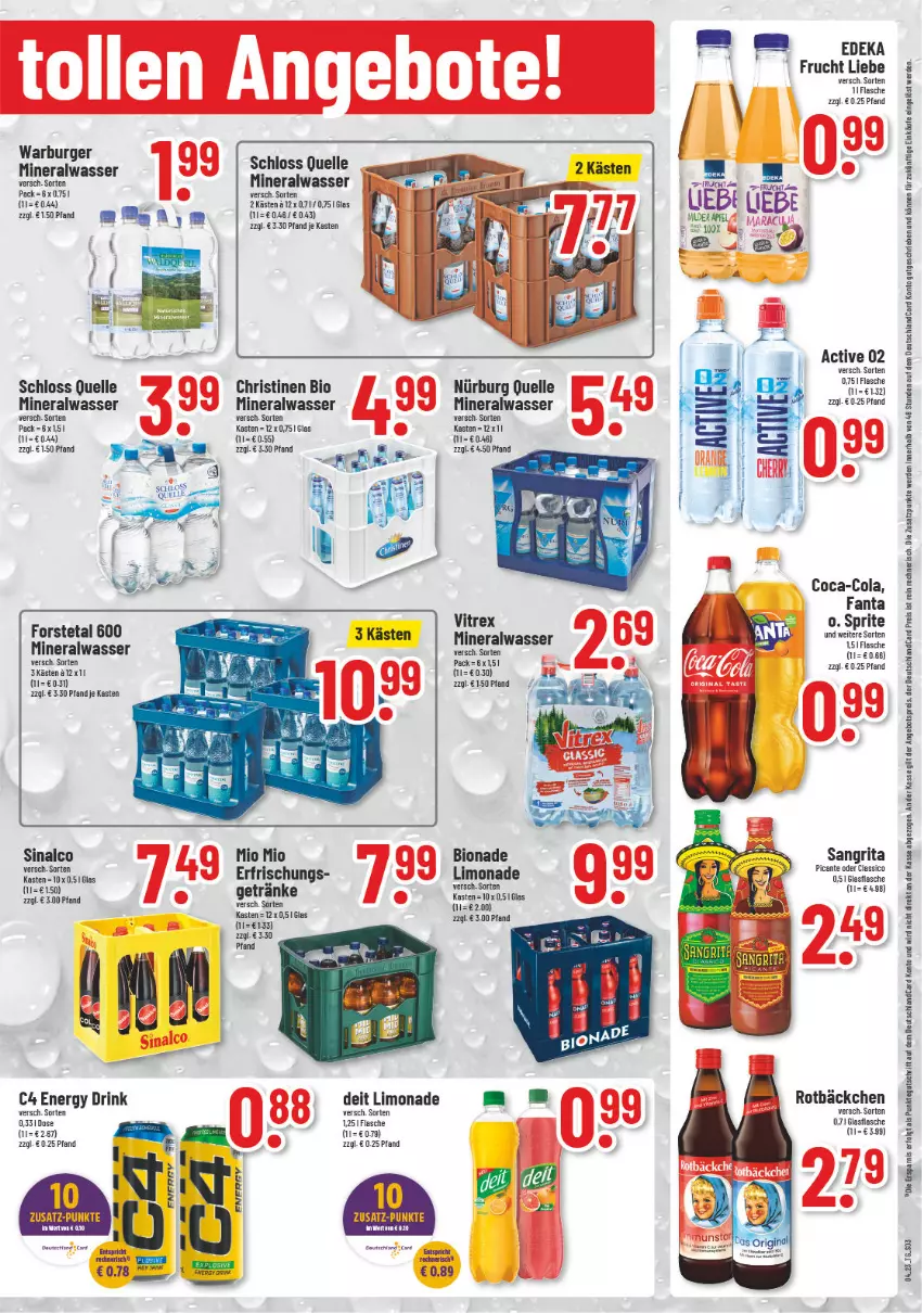 Aktueller Prospekt Trinkgut - von 23.01 bis 28.01.2023 - strona 3 - produkty: Alwa, angebot, angebotspreis, apfel, bio, bionade, burger, classico, coca-cola, cola, deit, deutschlandcard, drink, eis, elle, energy drink, erde, fanta, flasche, Forstetal, frucht, glasflasche, LG, limo, limonade, mineralwasser, Mio Mio, reis, sinalco, sprite, Ti, vitrex, wasser