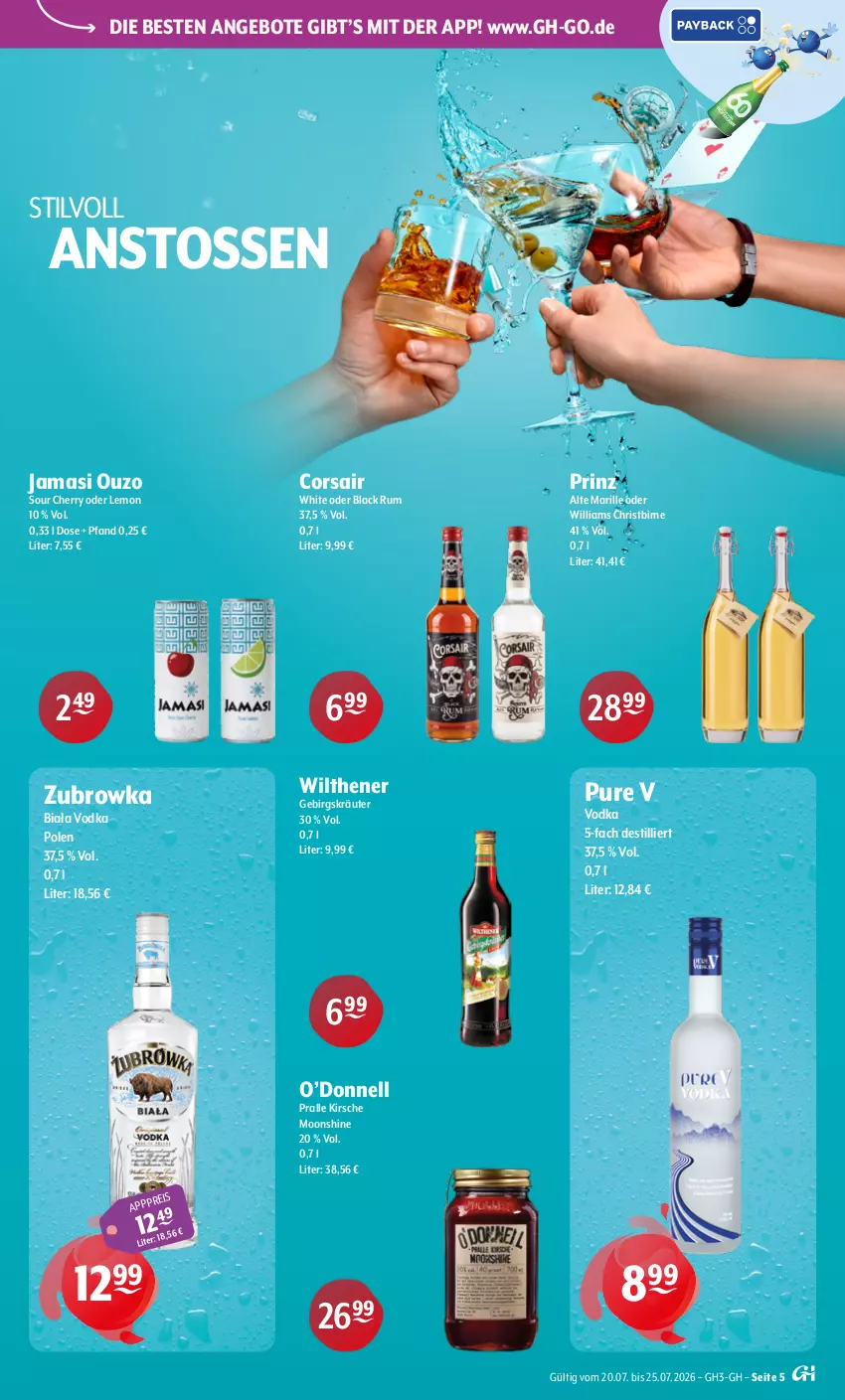 Aktueller Prospekt Getraenke Hoffmann - Prospekte - von 20.07 bis 25.07.2026 - strona 5 - produkty: angebot, angebote, eis, kirsch, kirsche, kräuter, lack, ouzo, rum, Ti, vodka, wilthener