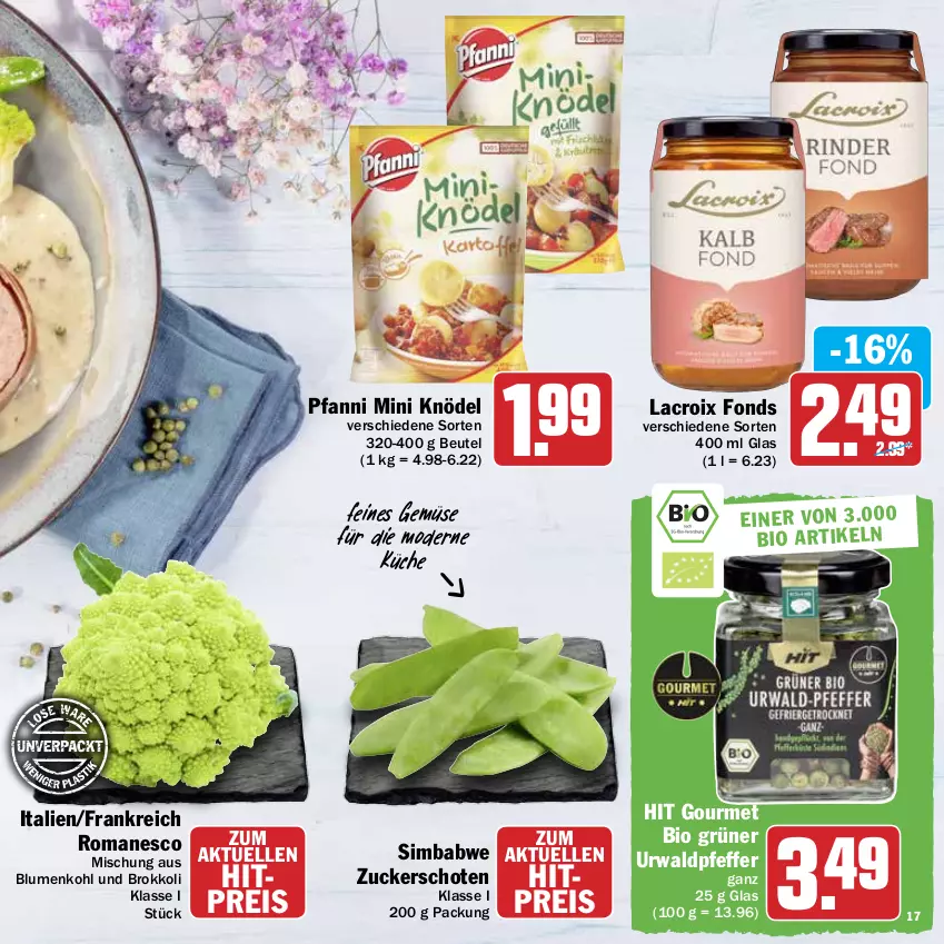 Aktueller Prospekt Hit - Prospekte - von 21.03 bis 16.04.2022 - strona 17 - produkty: beutel, bio, blume, blumen, blumenkohl, brokkoli, eis, elle, Knödel, küche, Mode, pfanni, pfeffer, reis, sim, simba, Ti, zucker