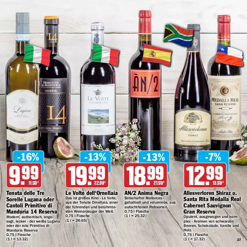 Aktueller Prospekt Hit - Prospekte - von 21.03 bis 16.04.2022 - strona 27 - produkty: auto, beere, beeren, cabernet, cabernet sauvignon, dell, elle, flasche, Holz, primitivo, rel, Ria, sauvignon, schoko, schokolade, Ti, tisch, vanille, wein, weine