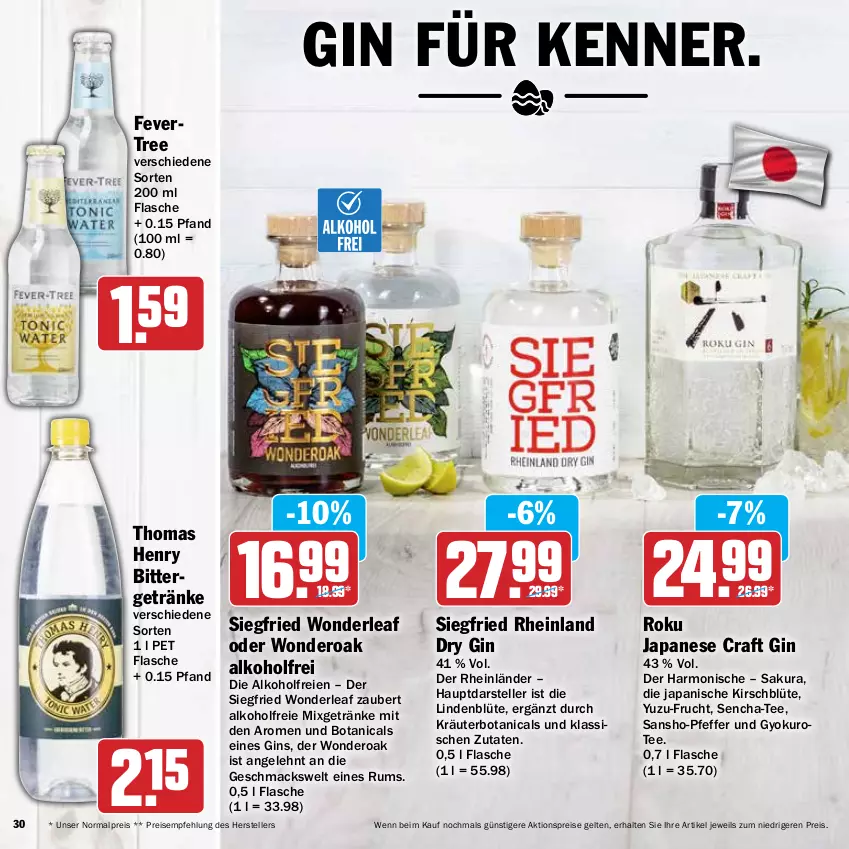 Aktueller Prospekt Hit - Prospekte - von 21.03 bis 16.04.2022 - strona 30 - produkty: aktionspreis, alkohol, Blüte, dry gin, eis, elle, flasche, frucht, getränk, getränke, gin, kirsch, kräuter, mac, Mixgetränk, pfeffer, reis, rum, tee, teller, thomas henry, Ti, Yo