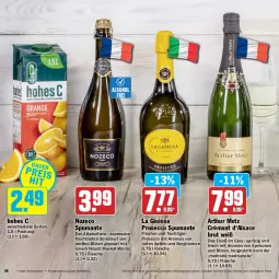 Gazetka promocyjna Hit - Prospekte - Gazetka - ważna od 16.04 do 16.04.2022 - strona 28 - produkty: aktionspreis, alkohol, aprikose, aprikosen, blume, blumen, Blüte, brut, ecco, eis, elle, flasche, frucht, Hohes C, La Gioiosa, prosecco, puma, reifen, reis, sac, spumante, teller, Ti