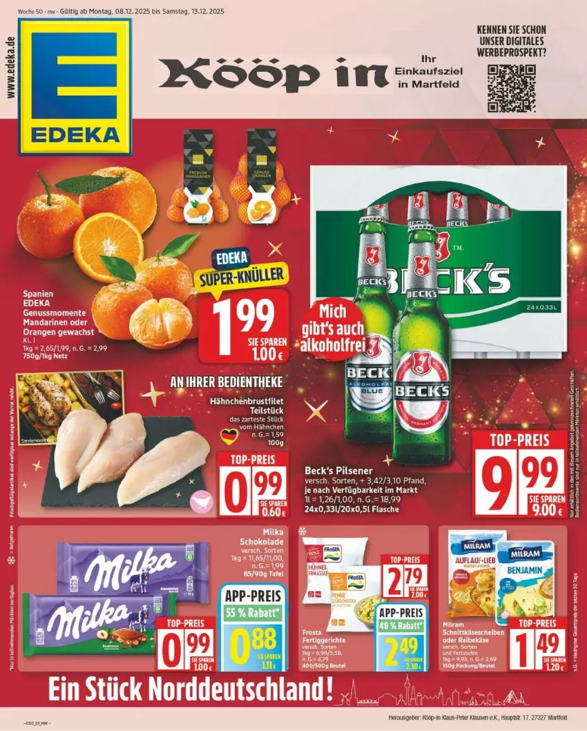 Aktueller Prospekt Edeka - Prospekte - von 08.12 bis 13.12.2025 - strona 1 - produkty: bett, deka, ente, flasche, mandarine, mandarinen, pils, pilsener, tee, Ti