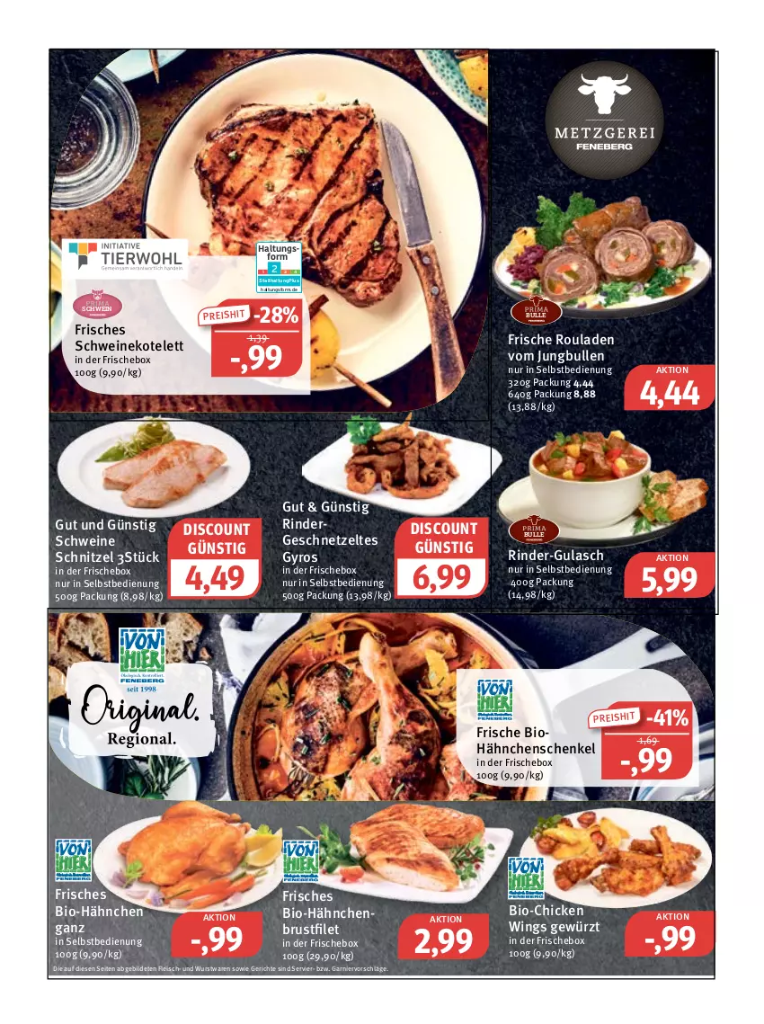 Aktueller Prospekt Feneberg - Prospekte - von 09.03 bis 11.03.2023 - strona 2 - produkty: bio, brustfilet, chicken wings, discount, eis, filet, fleisch, garnier, geschnetzeltes, gewürz, gulasch, gyros, hähnchenbrust, hähnchenbrustfilet, hähnchenschenkel, henkel, jungbullen, kotelett, reis, rind, rinder, Rindergeschnetzeltes, rouladen, schenkel, schnitzel, schwein, schweine, schweinekotelett, Ti, wein, weine, wurst, Zelt